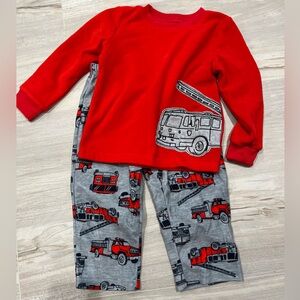 Carter's Red and Gray Fire Truck Pajama Set Size 2T